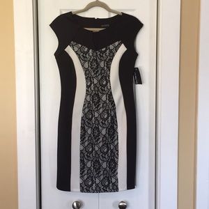 Enfocus Studio Black & White Color Blocked Dress